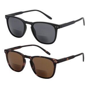 ZENOTTIC Gafas de sol de lectura bifocales con protección UV400 lectores de bisagras de resorte para mujeres y hombres, cómodas y elegantes gafas de lectura 1.5