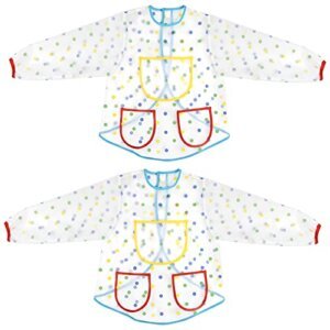 2 Piezas Delantal Pintura Infantil, Delantales de Niño 2-7 Años, Blusón Babero Arte Smock Impermeable, Bata de Niño para Pintar, Manualidades, Comer, Escolar