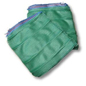 1 paquete (100 unidades) de 15 kg, tamaño 50 x 65 cm, para verduras, verduras, frutas, mallas, leña, sacos de madera, sacos de viruta, sacos de tejido crujiente, con cordón verde