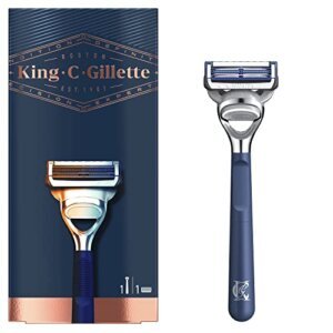 King C. Gillette Maquinilla Para Afeitar El Cuello Mango De Máquina + 1 Cuchilla De Recambio