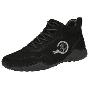 Zapatillas Crema Hombre Nuevos Zapatos de Cuero para Hombre de Primavera y otoño, Zapatos de Botas con Cordones a la Moda Coreana Zapatillas Pádel Hombre (Black, 43)