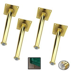 6 patas for muebles, sofá con patas de metal, for mesita de noche, taburetes y gabinetes, capacidad de carga 750 kg, hierro, dorado, altura 5,9 pulgadas, cono recto, paquete de 6 7,9 pulgadas (20 cm)
