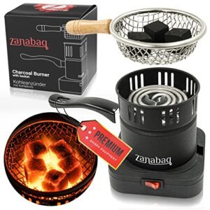 Zanabaq Hornillo Cachimba | Cocina hornillo electrico con cesta de carbón | Incluye pinza | Encender el carbón rápidamente