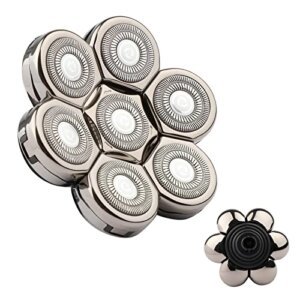 Sjpzwcrl Recambio Cabezal Maquina de Afeitar: – 7 Cabezales Afeitadora Electrica Hombre 7D Repuesto de Maquinilla Eléctrica Calva Máquina Recortadora Barba y Pelo Cabeza y Cara Rotativa (Plata)