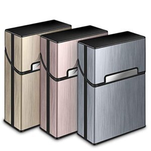 3 Piezas Portátil Caja de Cigarrillo Cigarette Case de Aleación de Aluminio Plastico Pitilleras para Hombre Mujer Caja Cigarrillo con Cerradura magnética para 20 Cigarrillos