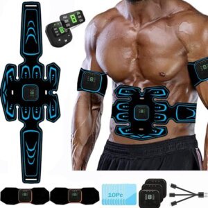 Abdominales Electroestimulacion, Electroestimulador Muscular Abdominales, EMS Cinturón Muscular Abdominal, Cinturon Electroestimulador, 6 Modos y 9 Intensidades para Hombres Mujeres