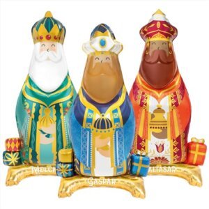 3 Unidad – Globos Navideños de Foil de Pie Reyes Magos Metalizados de 110 cm – Globos Fiesta, decoración Navidad, para celebraciones y fiestas de reyes magos. Globo Foil Reyes Magos