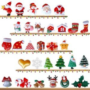 30 Piezas Miniaturas Navidad, XIUYAP Figuras Navidad Miniatura Resina Mini Figuras Navideñas, Figuritas Navidad Pequeñas Mini Adornos de Navidad Árbol de Navidad Papá Noel Decoracion Navidad Hogar